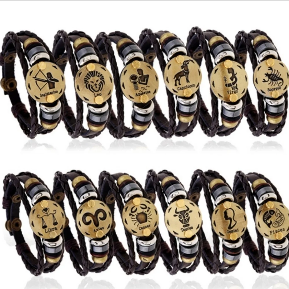 Zodiac GEMINI leather bracelet